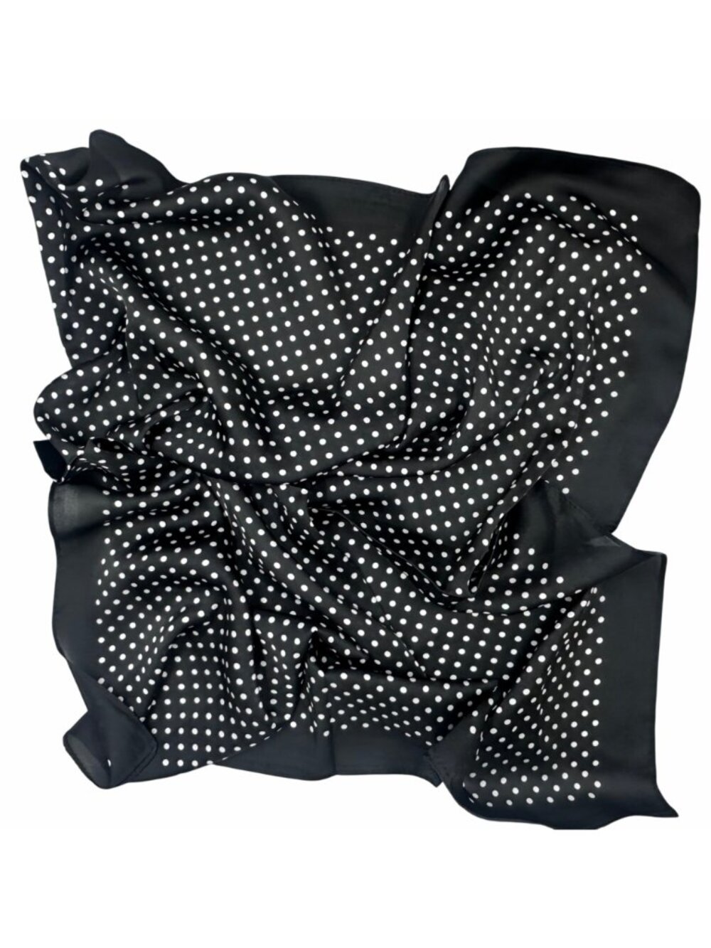✨Luxury Elegant Silky Soft Scarf Black White Polka Dot Square Wrap Accessory New - Picture 4 of 5